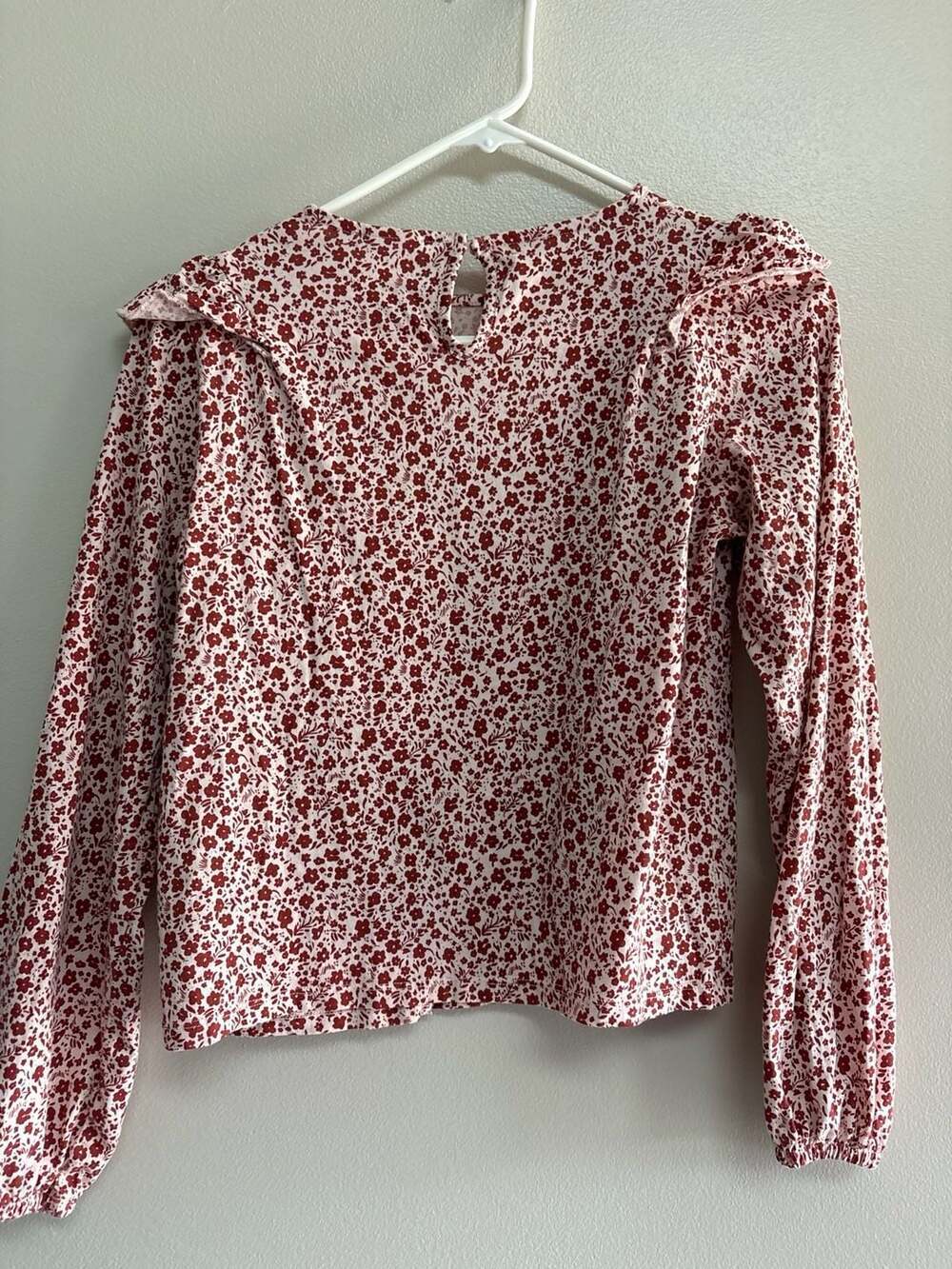 Zara Girls Red Floral Ruffle Long Sleeve Blouse, Size 13-14 (164 cm) - Picture 4 of 4